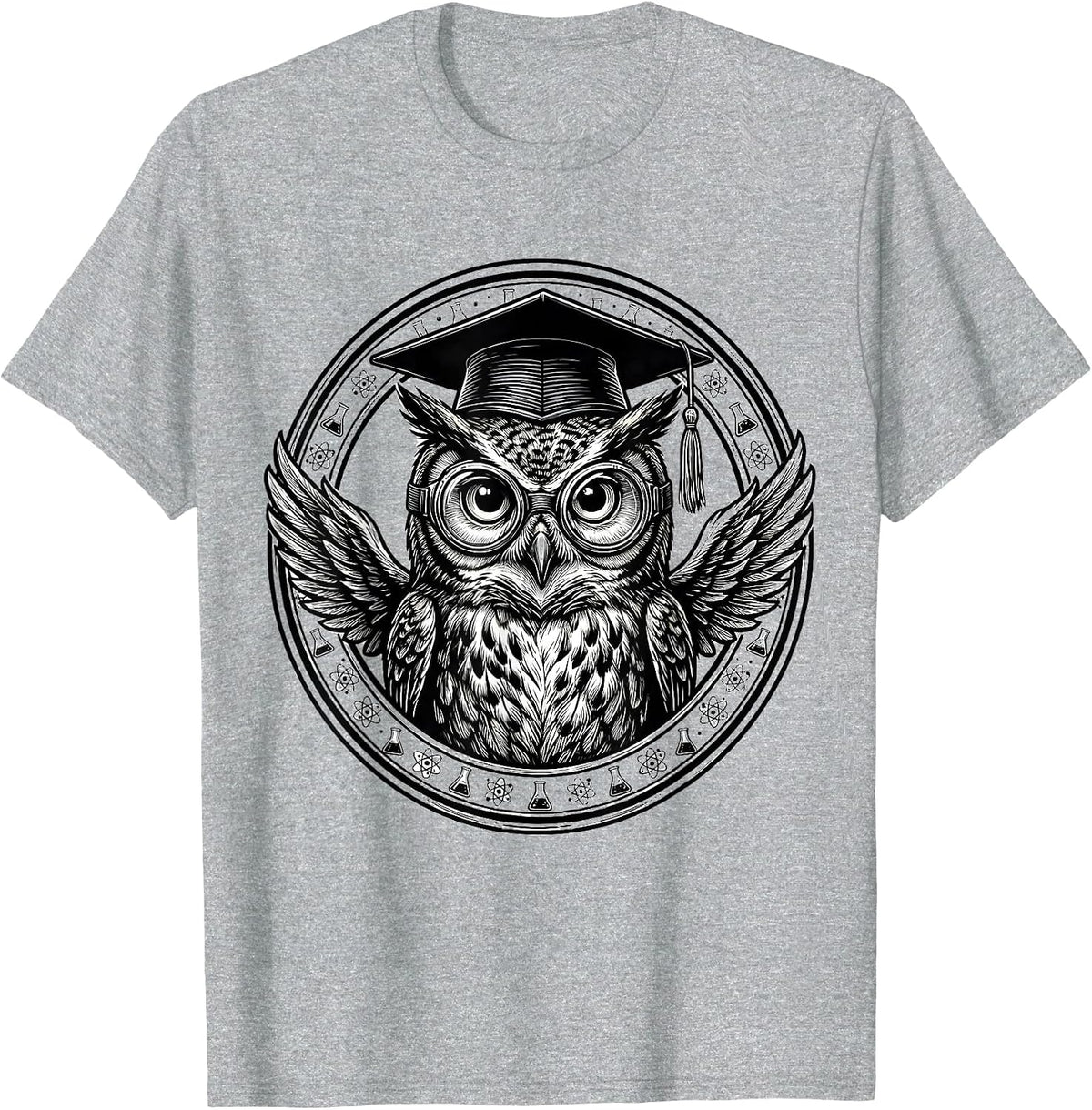 Men's Owl Science Teacher Lab Goggles Graduation Cap T-Shirt - Heather Grey