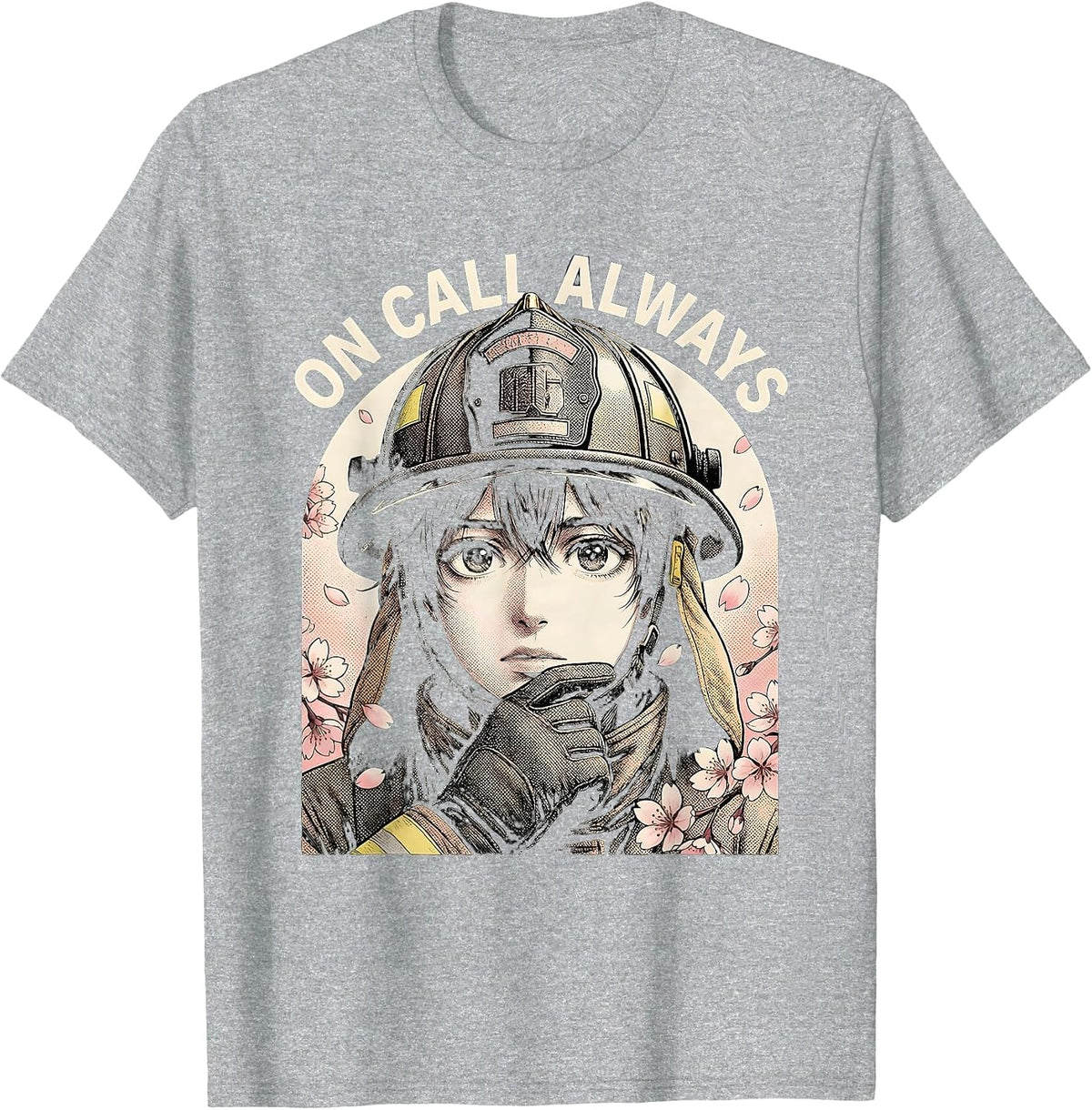 Men's On Call Always Firefighter Graphic Design T-Shirt - Heather Grey