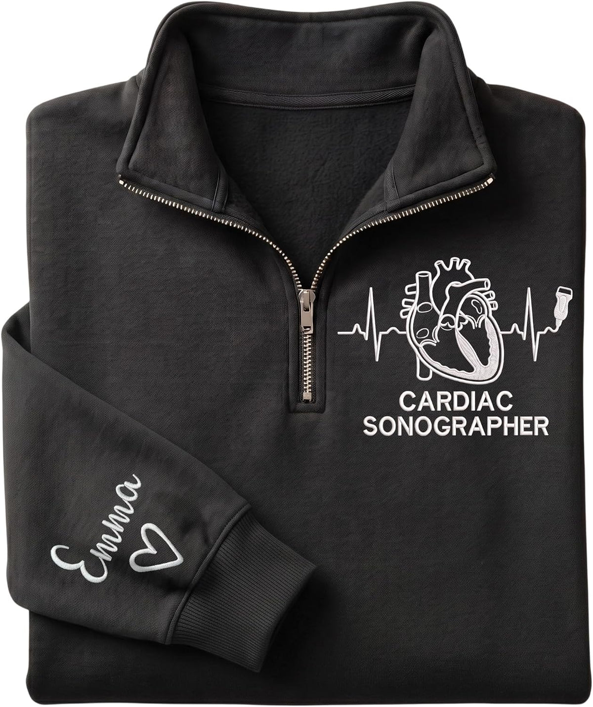 Love Signal Custom Sonographer Embroidered Zip Sweatshirt, Ultrasound Tech - S3