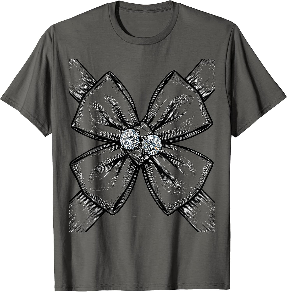 Crossed Bow Ties Diamond Cufflinks Tuxedo Design T-Shirt - Asphalt Grey