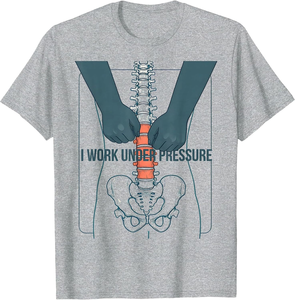 Men's I Work Under Pressure Funny Physical Therapist PT Massage T-Shirt - Heather Grey