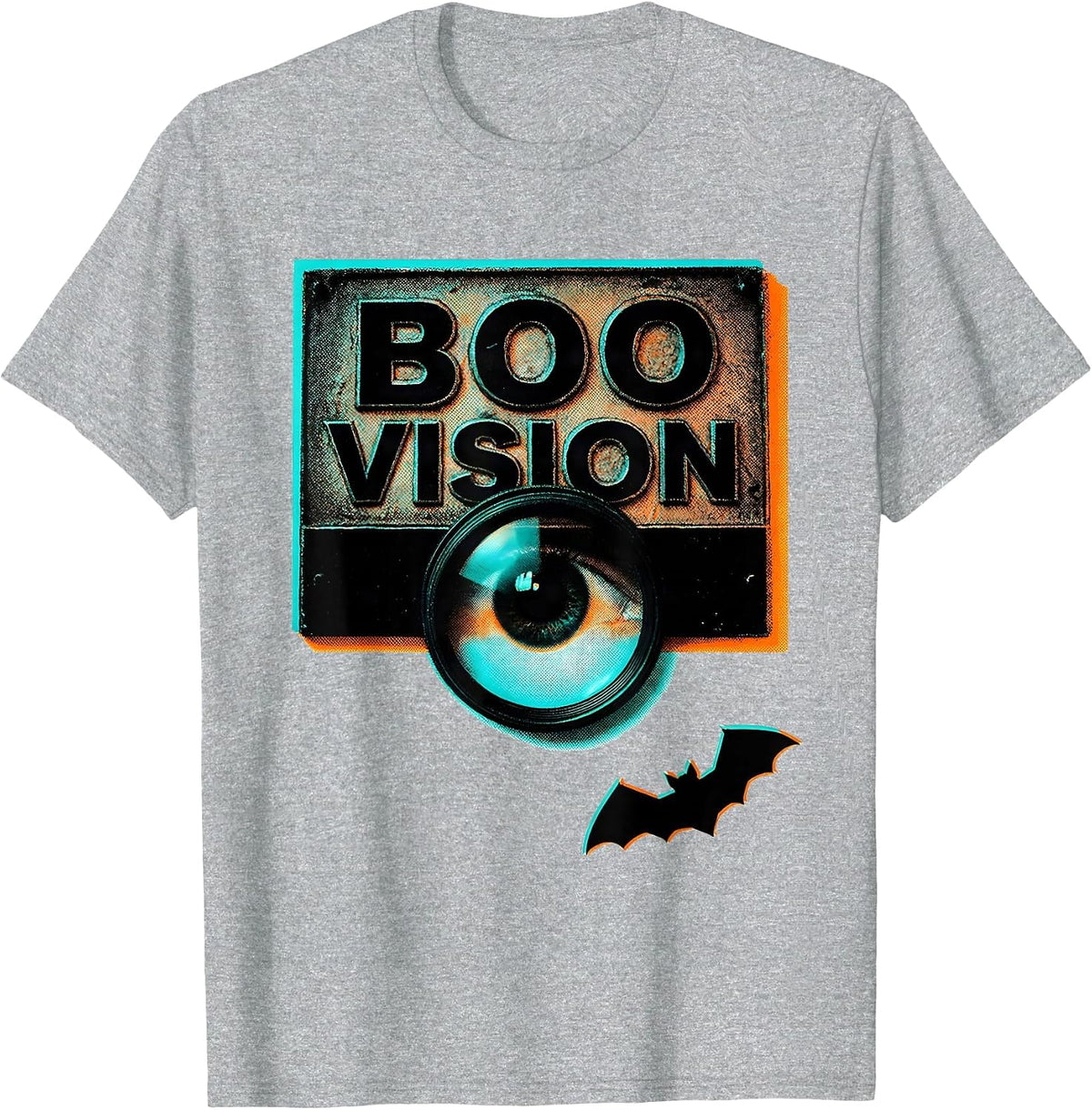 Men's Boo Vision Risograph Halloween Optometrist Eye Doctor Humor T-Shirt - Heather Grey