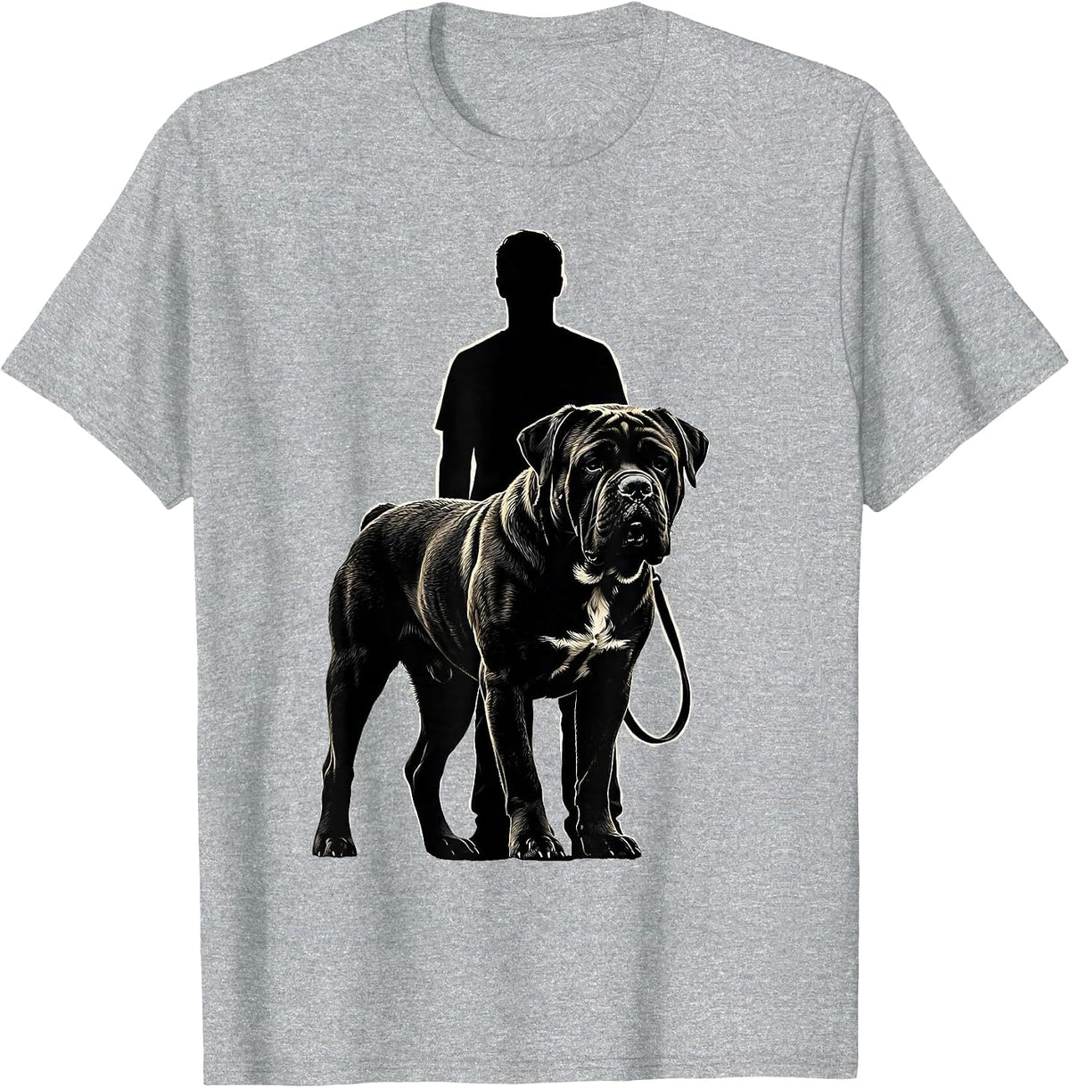 Men's Cane Corso Owner Pride Tough-Guy Silhouette Humor T-Shirt - Heather Grey