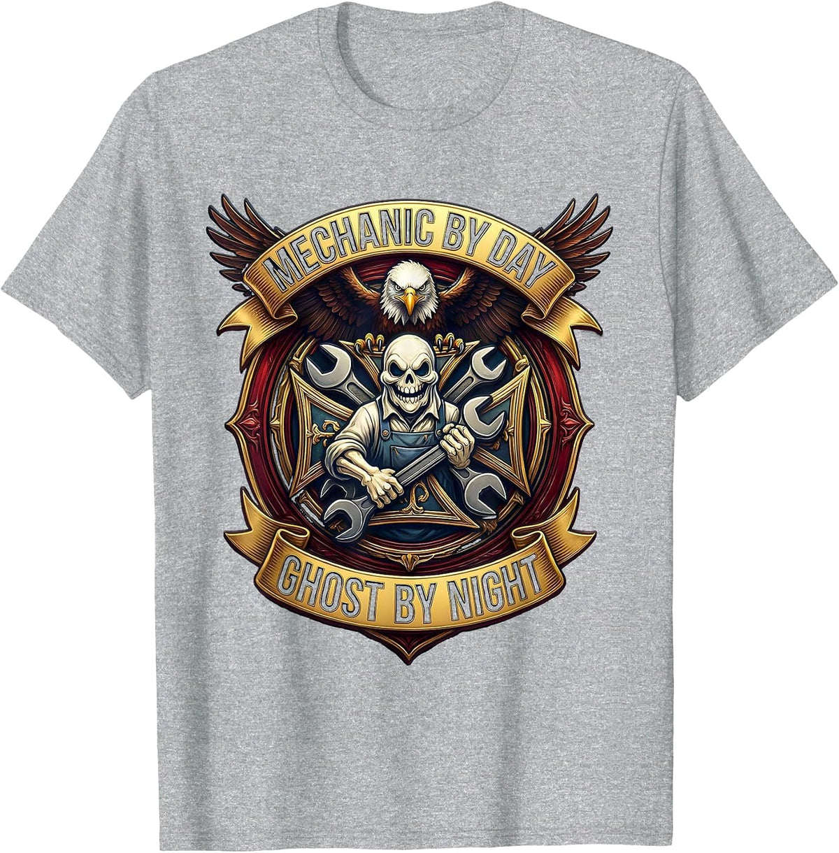 Men's Boo Crew Mechanic Halloween Ghost Design T-Shirt - Heather Grey