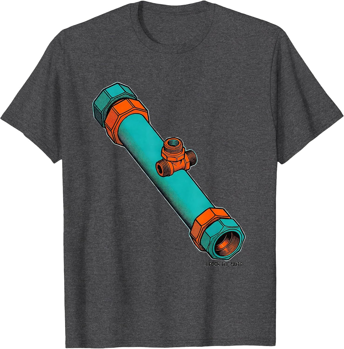 Men's I Pack The Nuts Funny Plumber Pipefitter Steamfitter T-Shirt - Dark Heather Grey