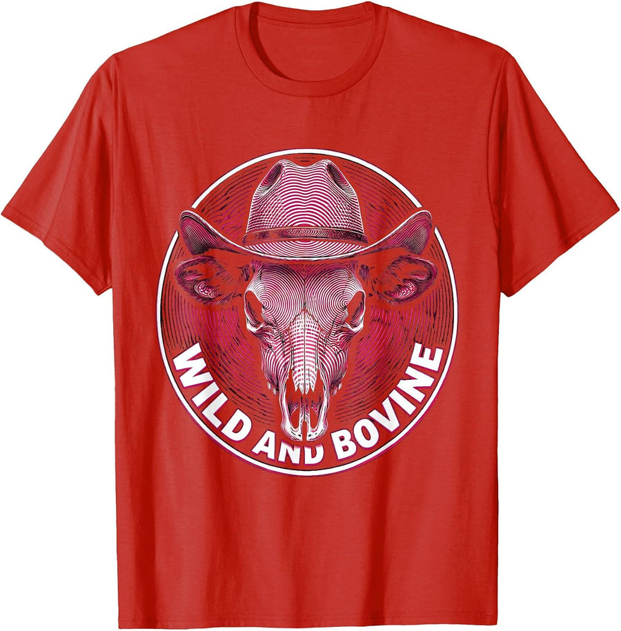 Men's Wild and Bovine Cow Lover Graphic Design T-Shirt - Red