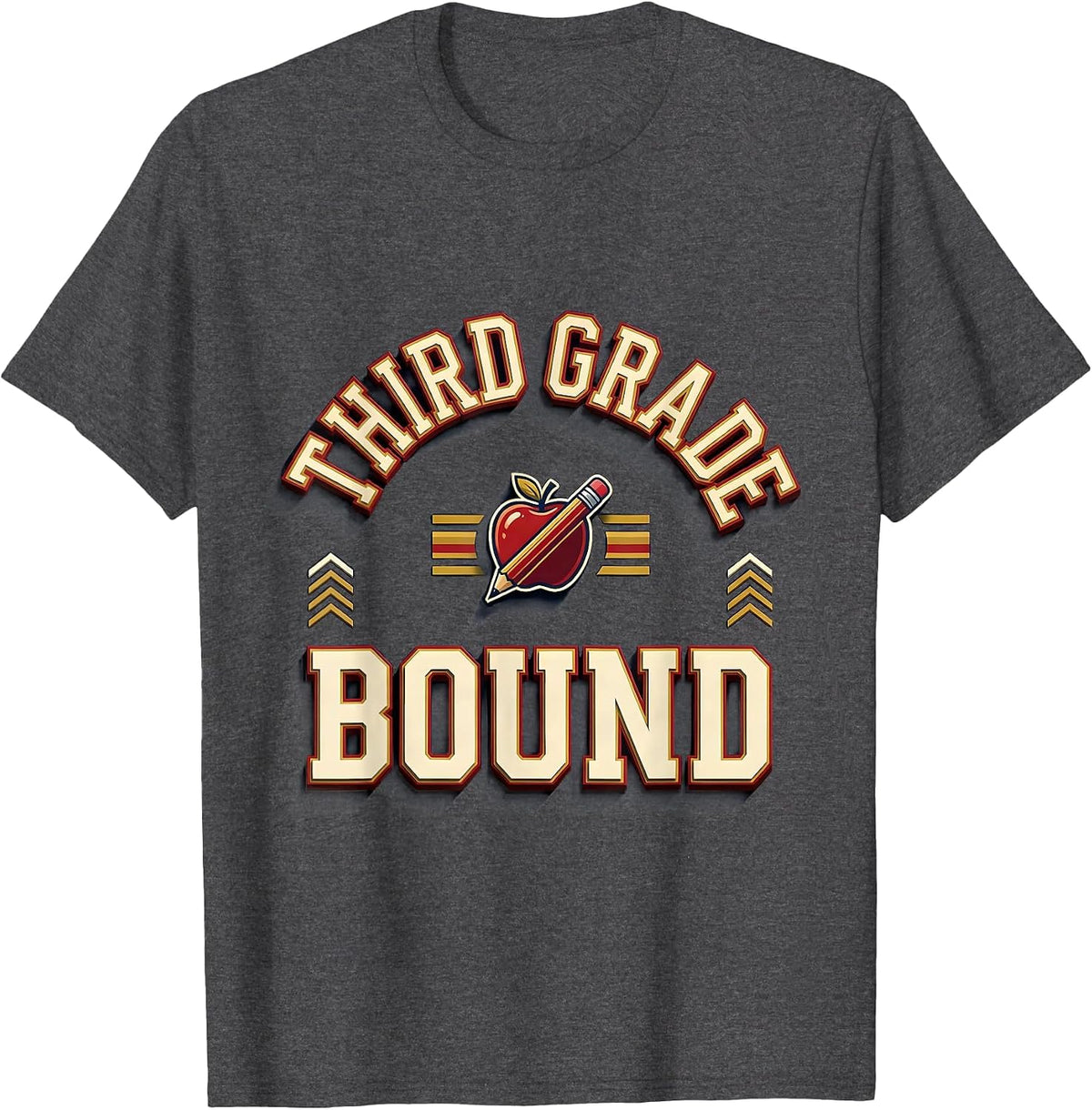 Men's Third Grade Bound Sports Third Grade Back To School Teacher T-Shirt - Dark Heather Grey