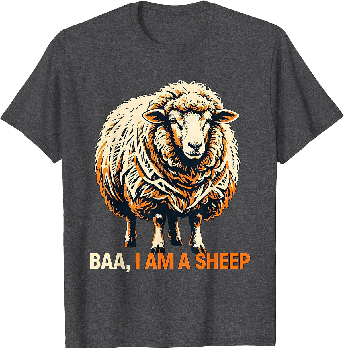 Men's Baa I Am A Sheep Funny Sheep Halloween Costume Party T-Shirt - Dark Heather Grey