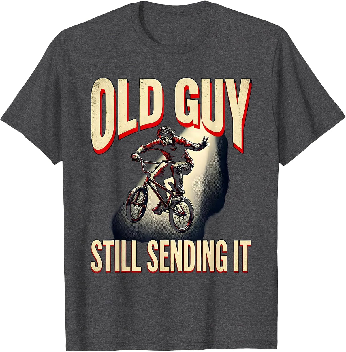 Old Guy Still Sending It Pulp Cover BMX Kids Stunt Riding T-Shirt - Dark Heather Grey