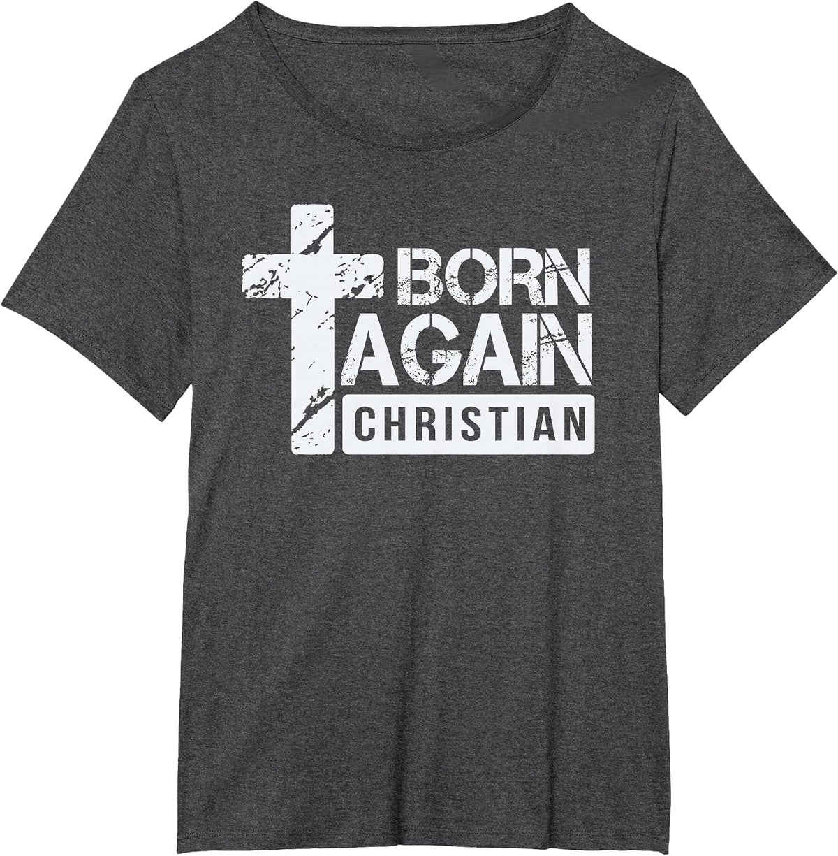Born Again Christian - Faith Based Design - Jesus Cross T-Shirt - Dark Heather Grey