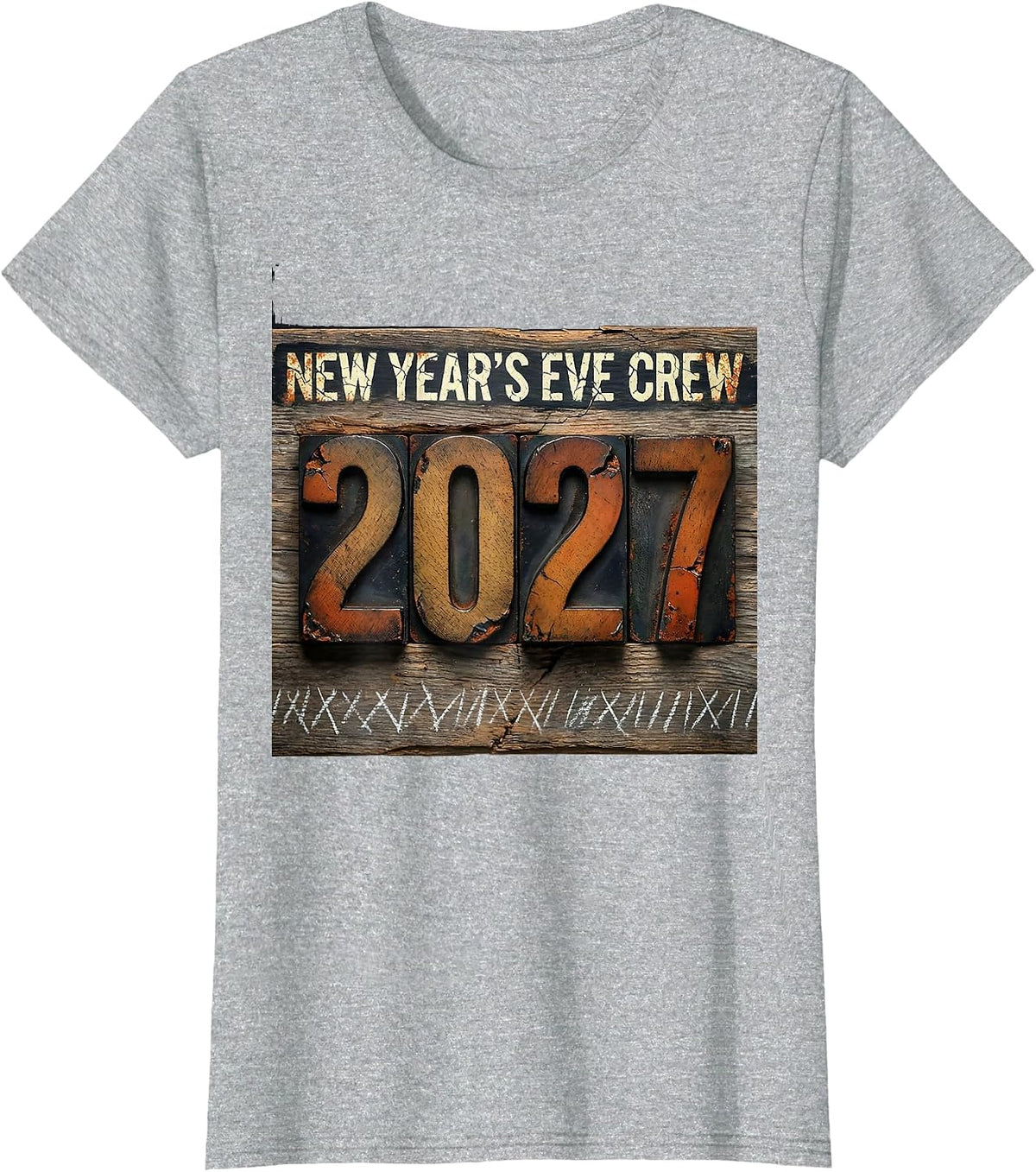 New Year's Eve Crew 2027 Distressed Family Matching Holiday T-Shirt - Heather Grey