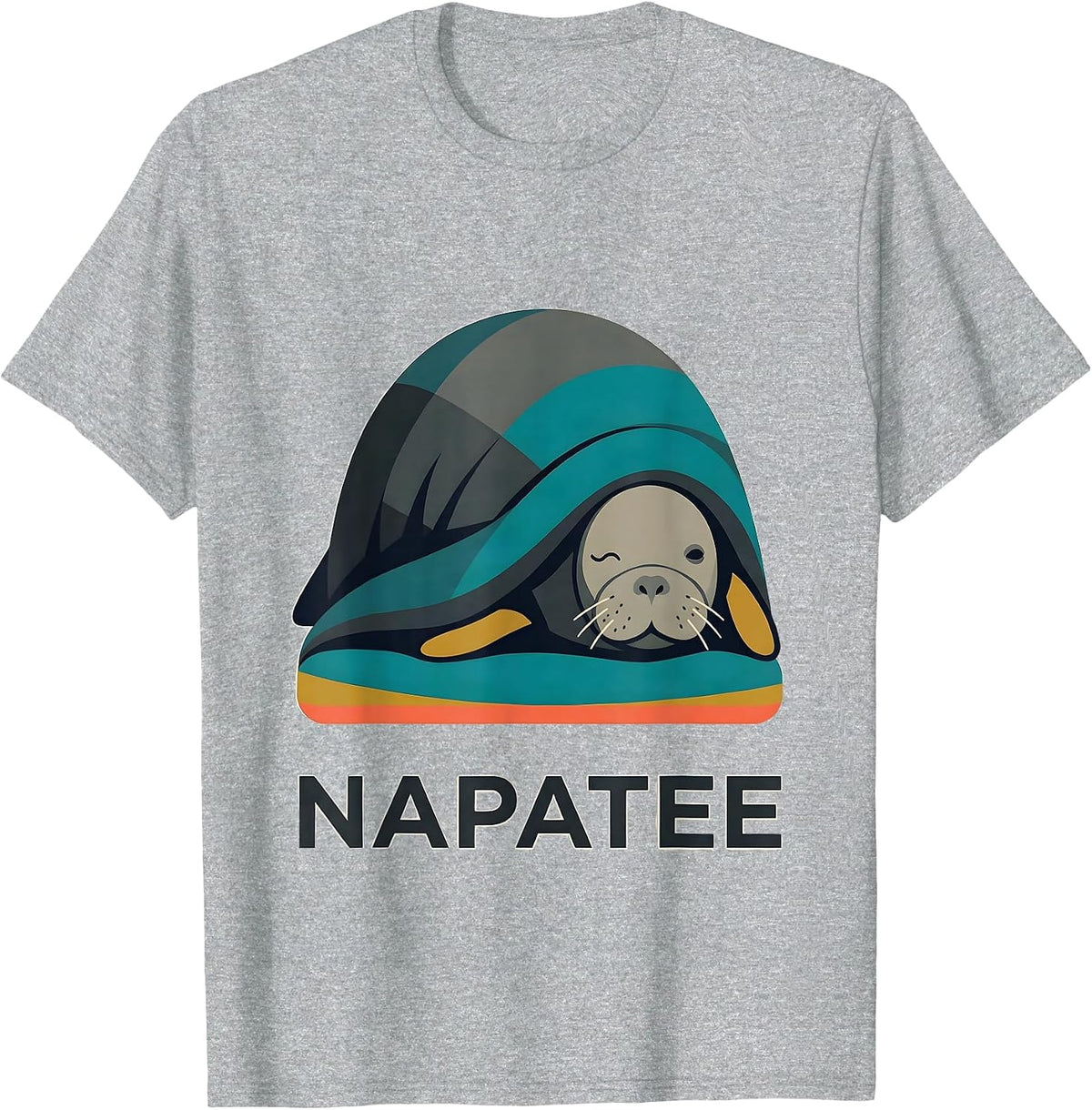 Men's Napatee Midcentury Modern Sleeping Manatee Animal Lover T-Shirt - Heather Grey