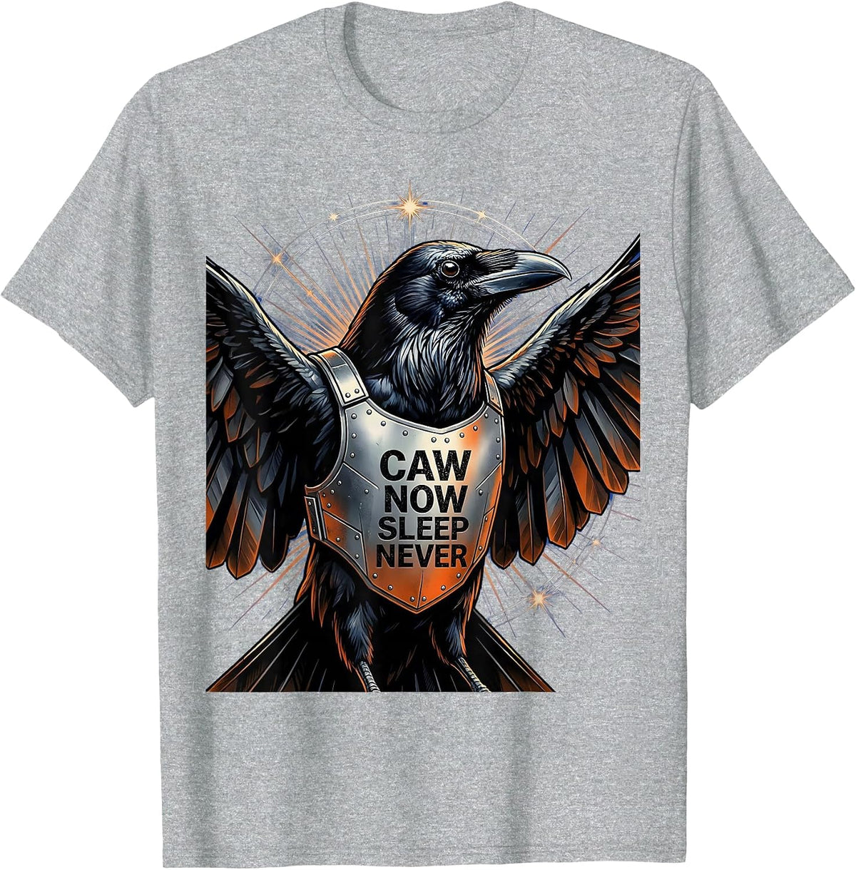Men's Caw Now Sleep Never Crow Night Owl Design T-Shirt - Heather Grey