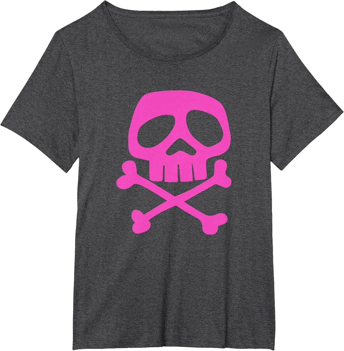 Pink Punk Rock Skull and Bones - 1980's Punk Rock T-Shirt - Dark Heather Grey