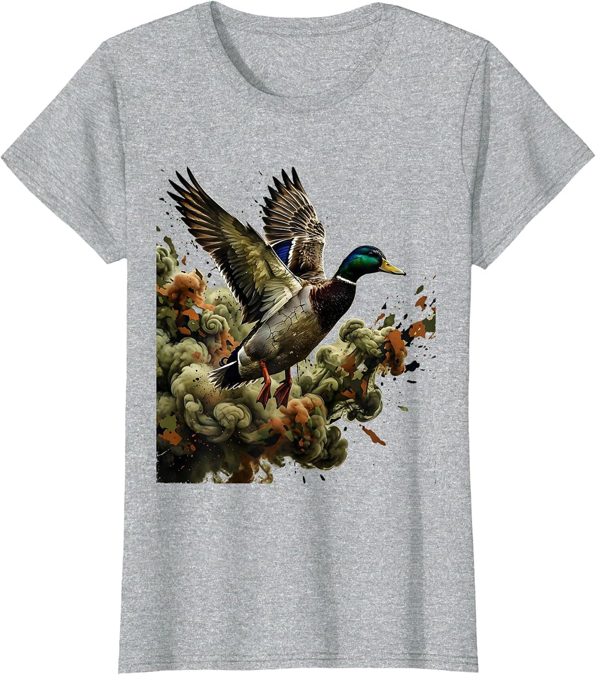 Mallard Duck Camo Smoke Hunting Graphic T-Shirt - Heather Grey
