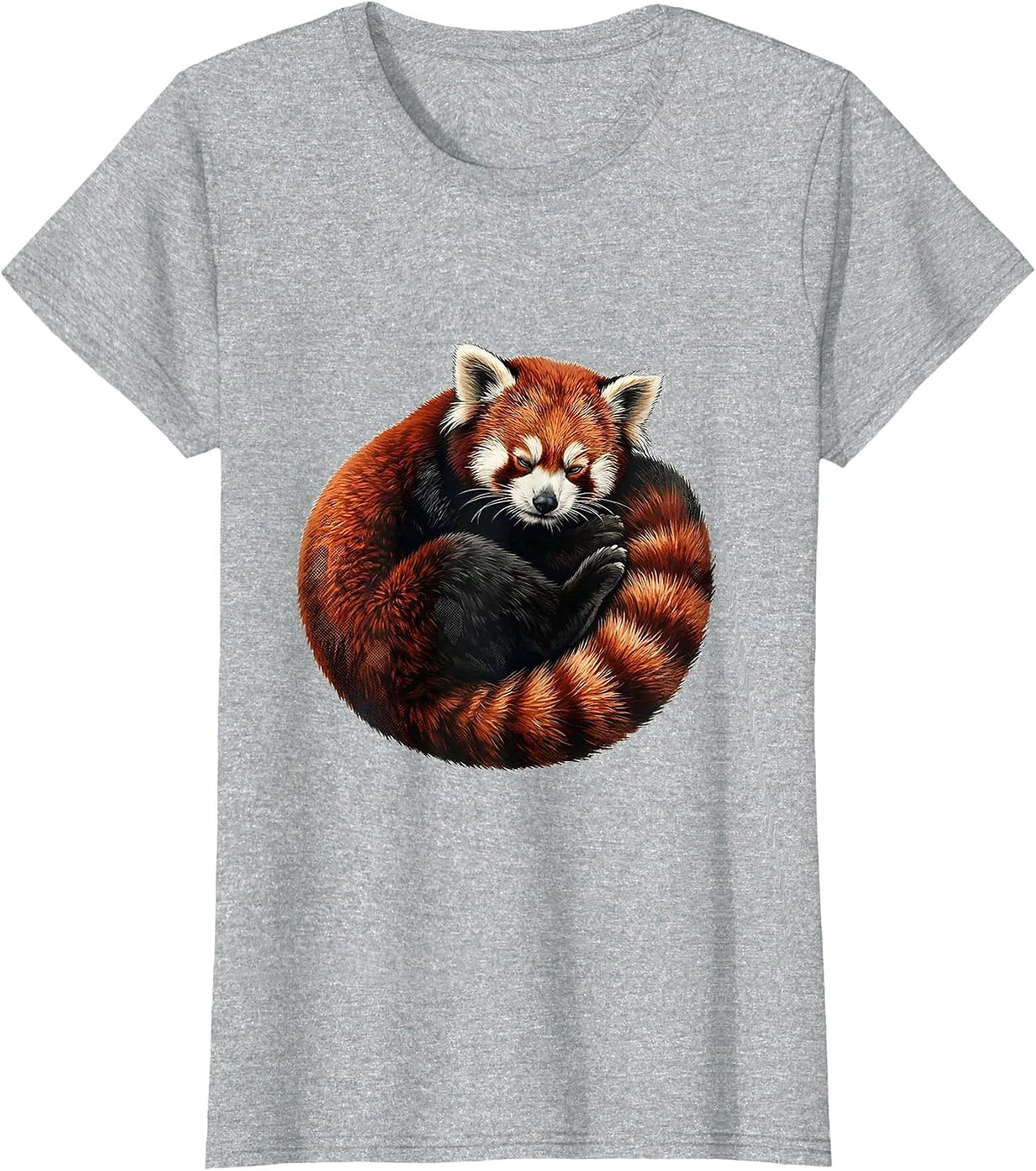 Red Panda Curling Funny Animal Lover Humor T-Shirt - Heather Grey