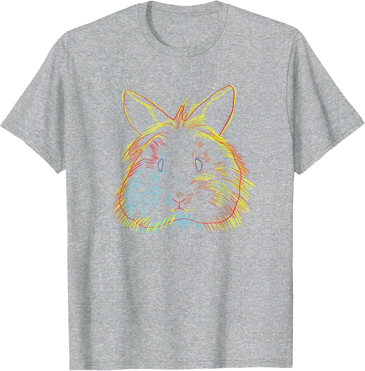 Colourful Rabbit Lion Head Rabbit T-Shirt - Heather Grey