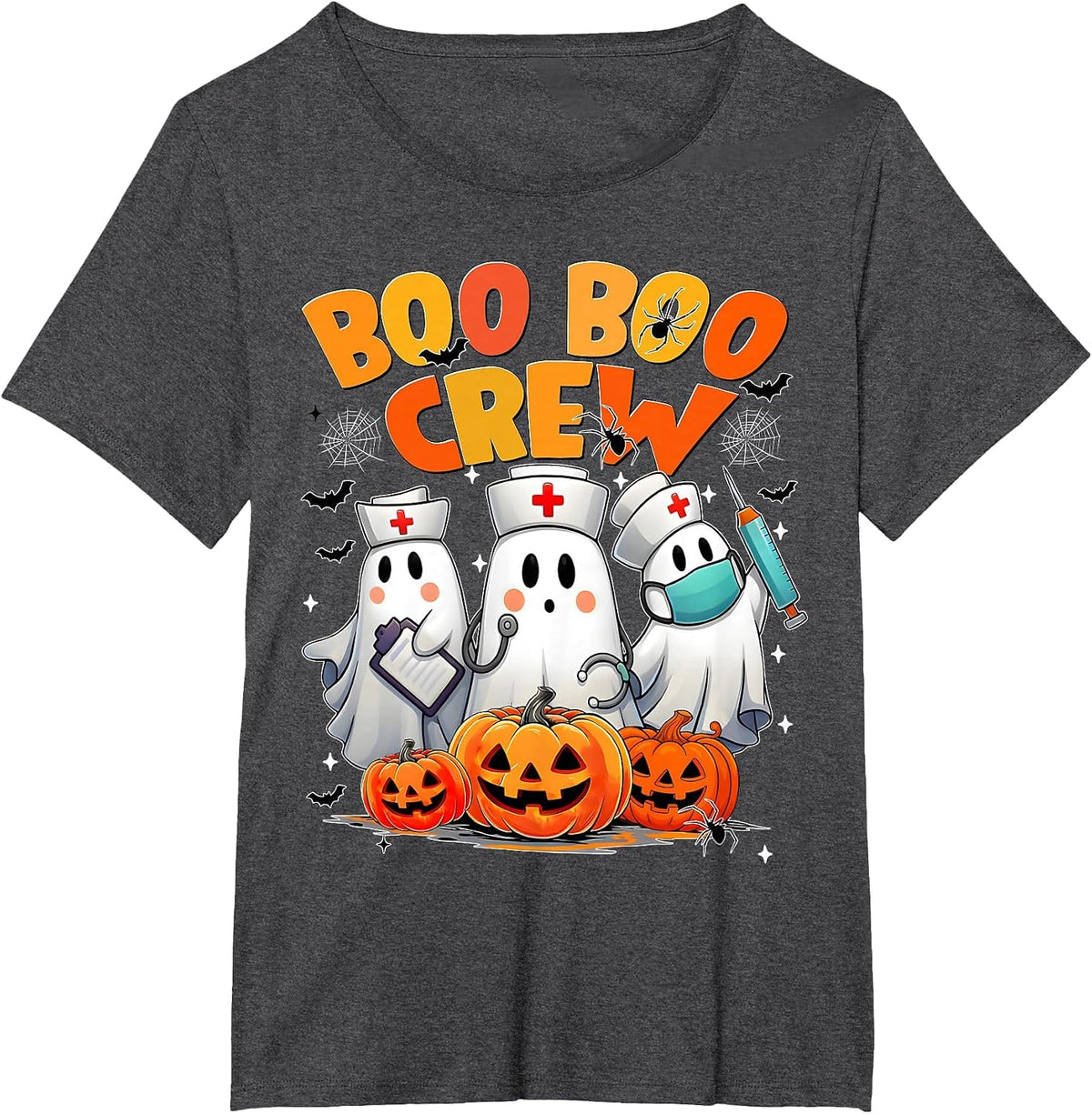 Boo Boo Crew Nurse Ghost Halloween Costumes Men Women T-Shirt - Dark Heather Grey