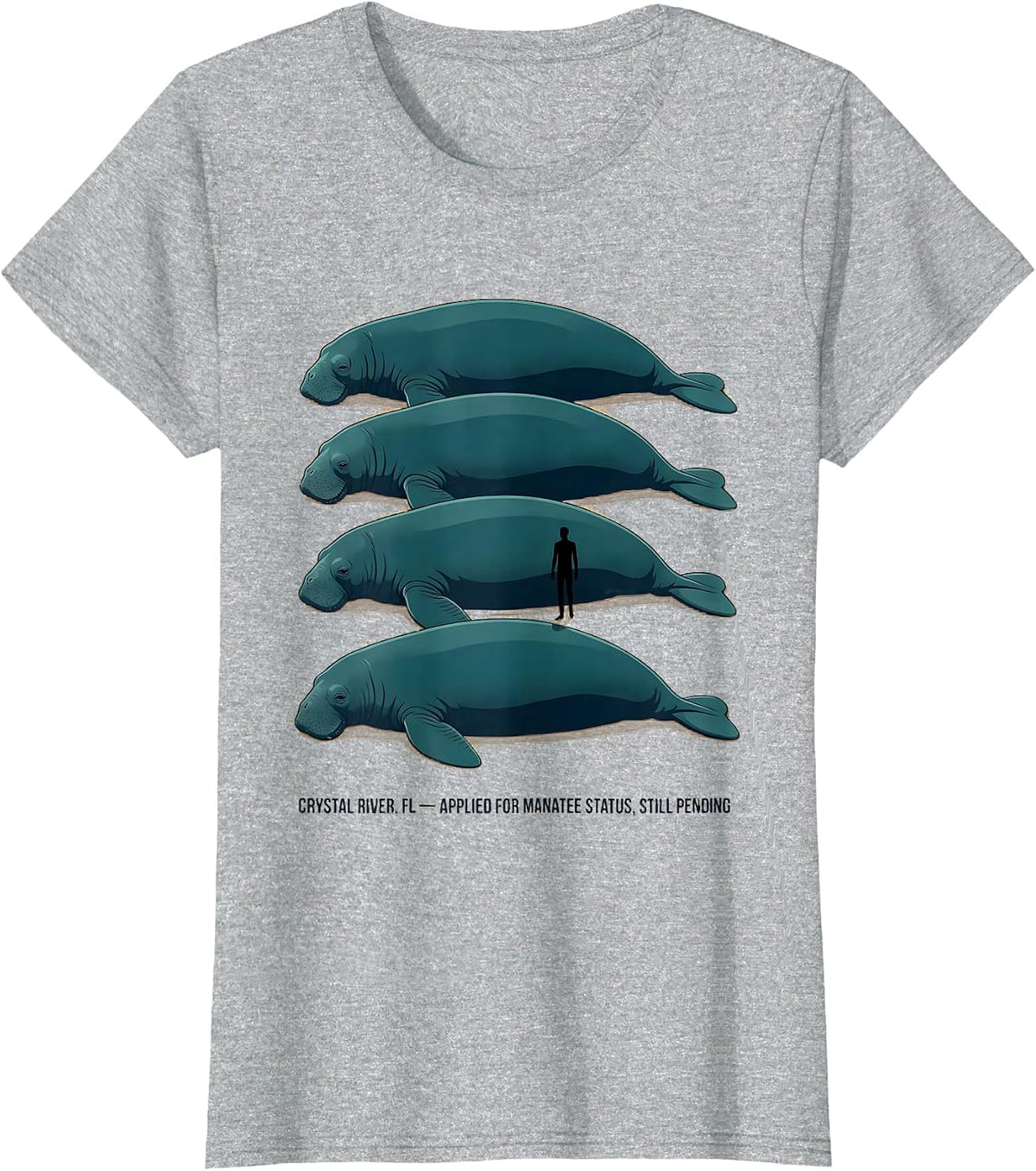 Women's Crystal River FL Manatee Status Pending Humor T-Shirt - Heather Grey