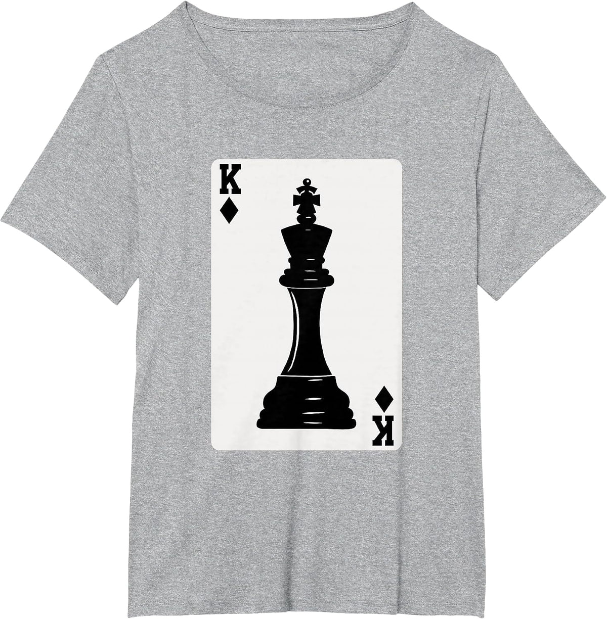 Chess King Playing Card T-Shirt - Heather Grey
