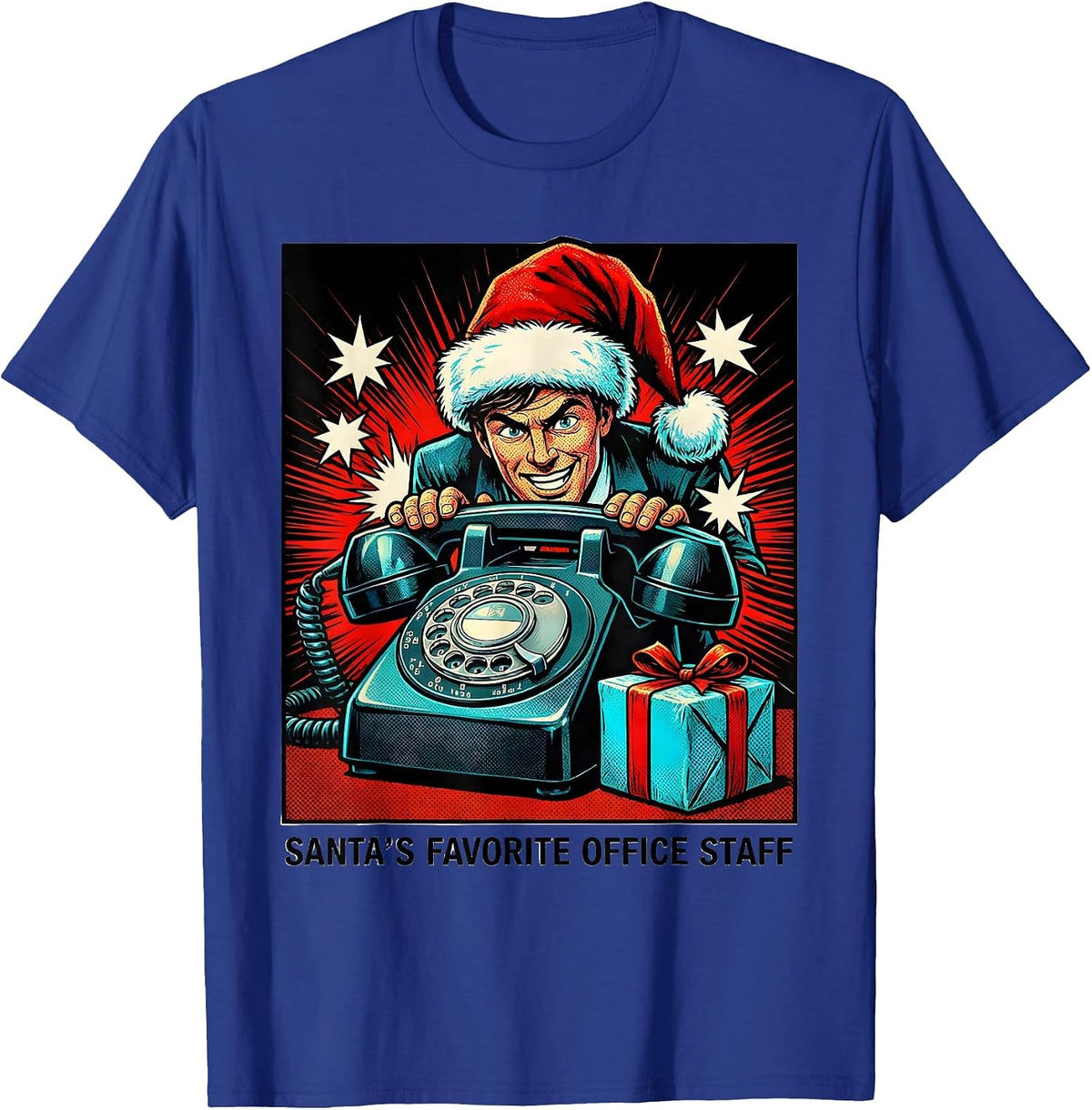 Santa's Favorite Office Staff Funny Christmas Staff Gift T-Shirt - Royal Blue