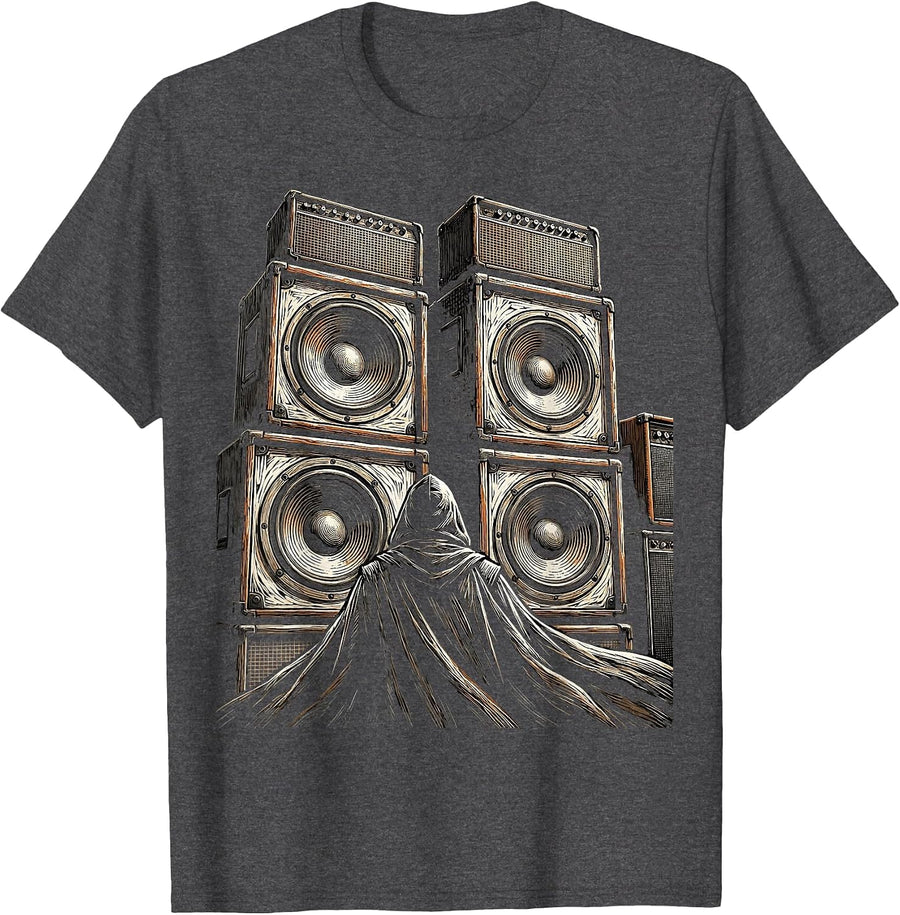 Men's Cloaked Figure Giant Amplifier Metal Band Graphic T-Shirt - Dark Heather Grey