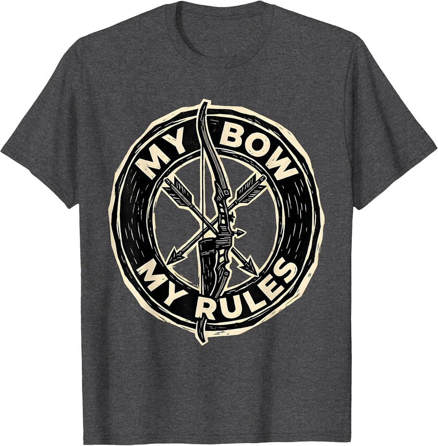 Men's My Bow My Rules Archery Statement Design T-Shirt - Dark Heather Grey