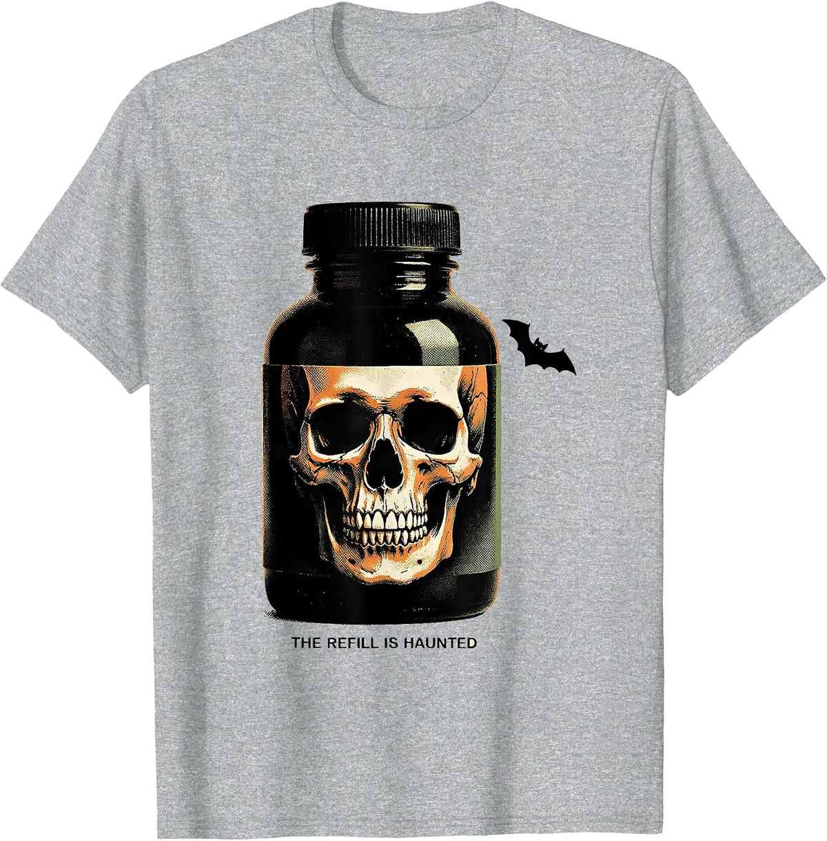 Men's The Refill Is Haunted Funny Pharmacy Tech Halloween Costume T-Shirt - Heather Grey