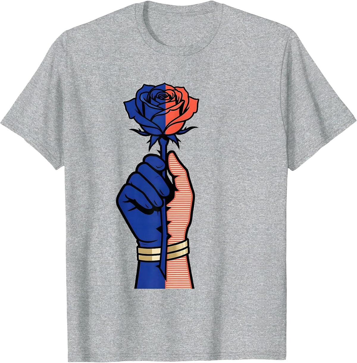 Men's Gigi Gloved Hand Holding Single Rose Graphic T-Shirt - Heather Grey