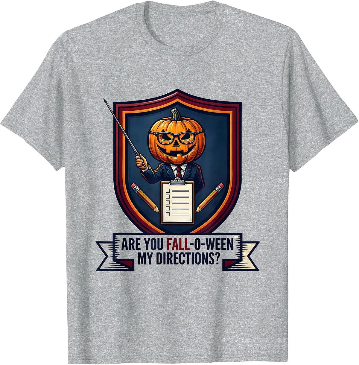 Men's Are You Fall-O-Ween My Directions Funny Teacher Halloween T-Shirt - Heather Grey