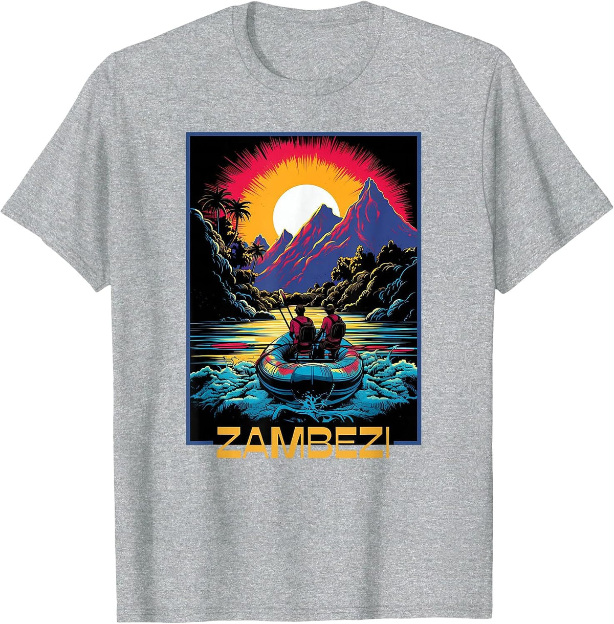 Zambezi River Rafting, Unleash Your Adventure Spirit and Fun T-Shirt - Heather Grey