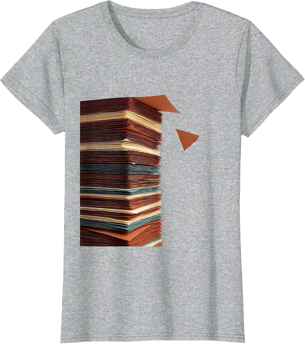 Layered Ledger Paper Cutout History Teacher Classroom Humor T-Shirt - Heather Grey