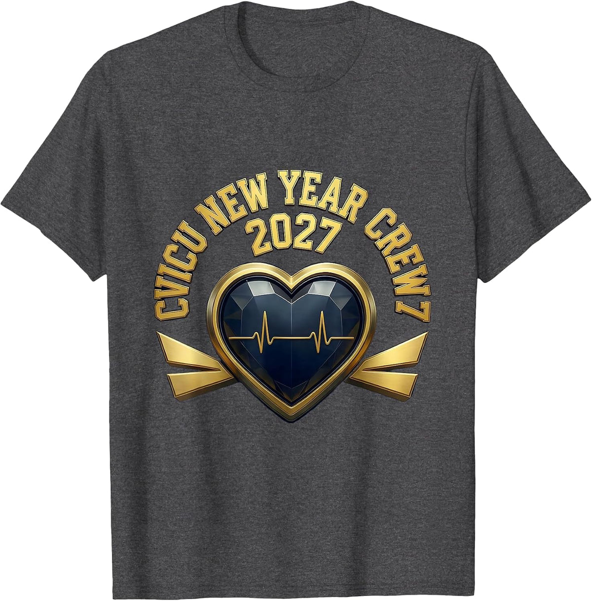 CVICU New Year Crew 2027 Sports Nurse ICU New Year Eve Party T-Shirt - Dark Heather Grey