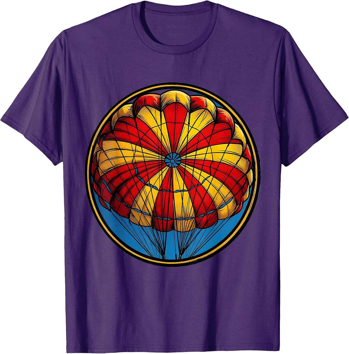 Parachute Canopy View From Below Skydiving T-Shirt - Purple
