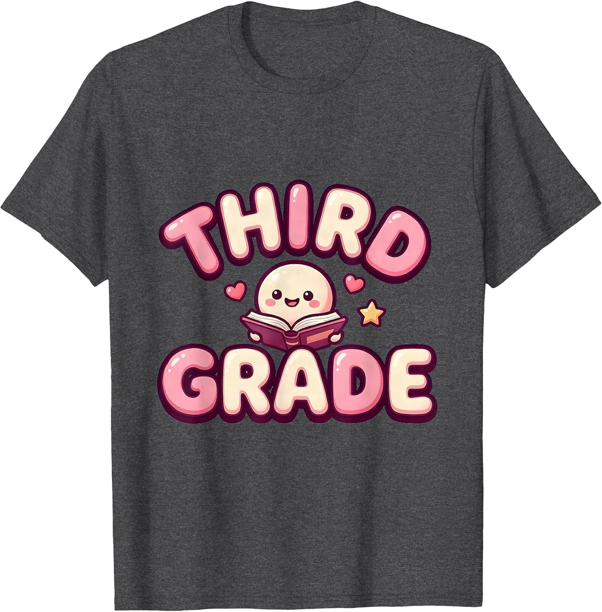 Men's Third Grade Cute Kawaii Back To School Teacher Student T-Shirt - Dark Heather Grey