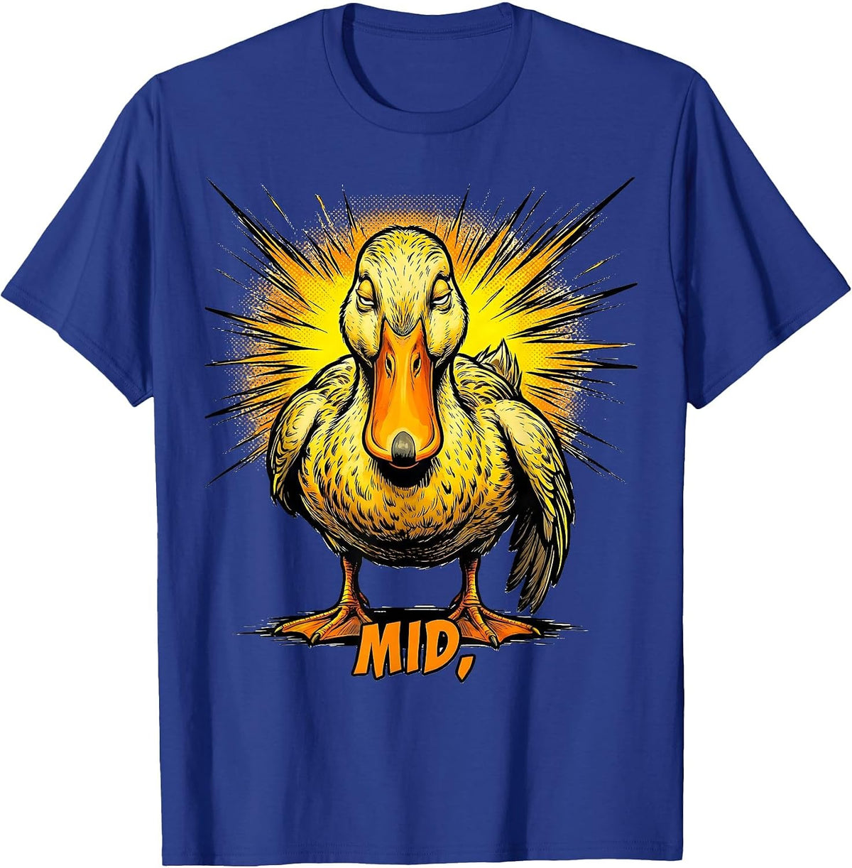 Mid Funny Duck Novelty Mascot Casual Wear T-Shirt - Royal Blue