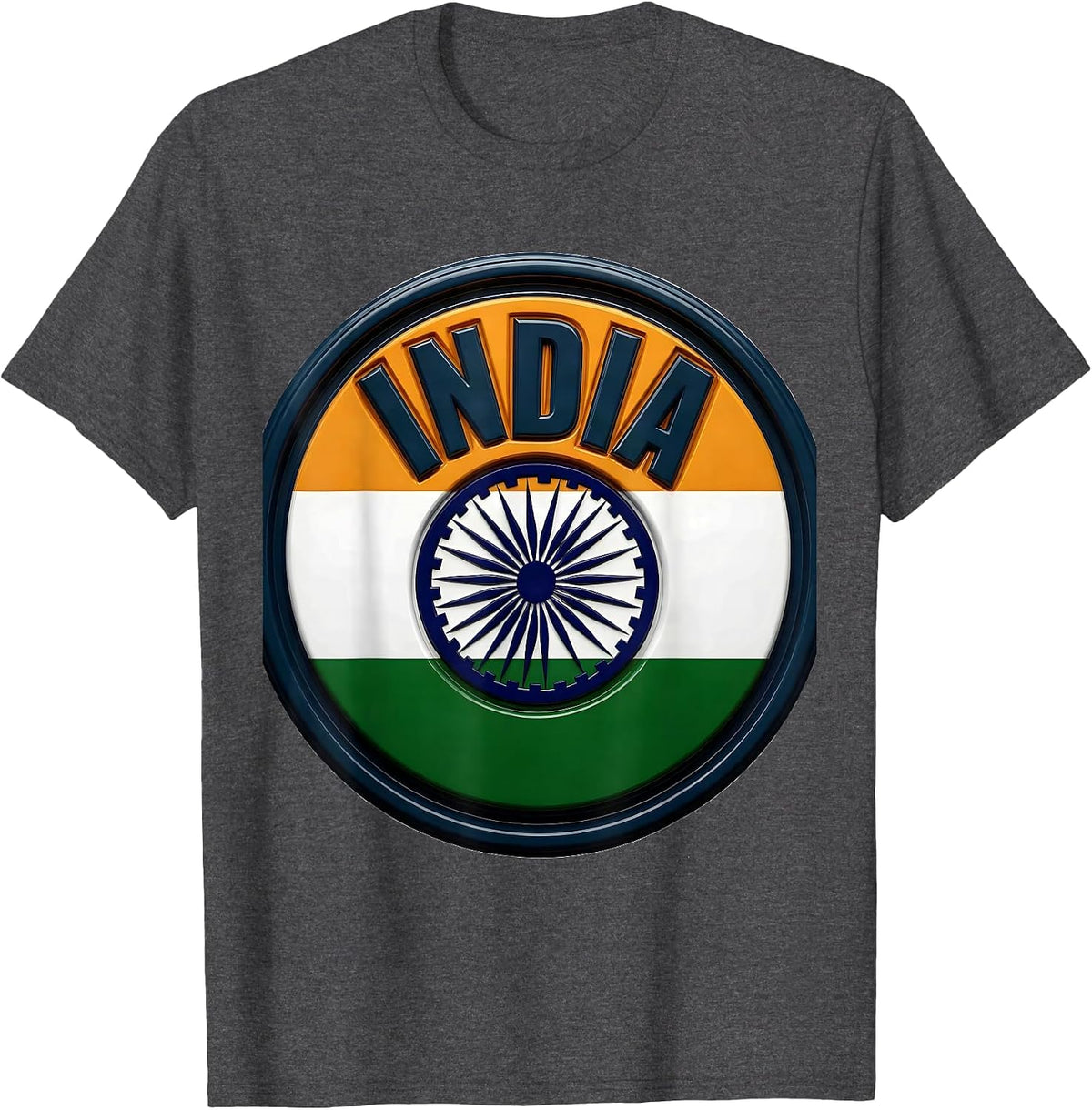 INDIA Patriotic Tricolor Flag National Pride T-Shirt - Dark Heather Grey