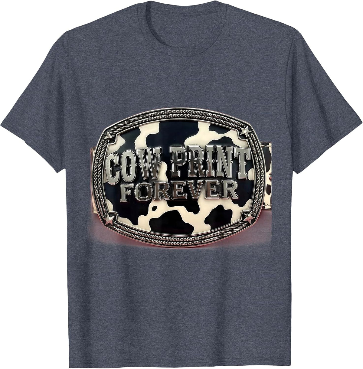 Cow Print Forever Bold Animal Pattern Design T-Shirt - Heather Blue
