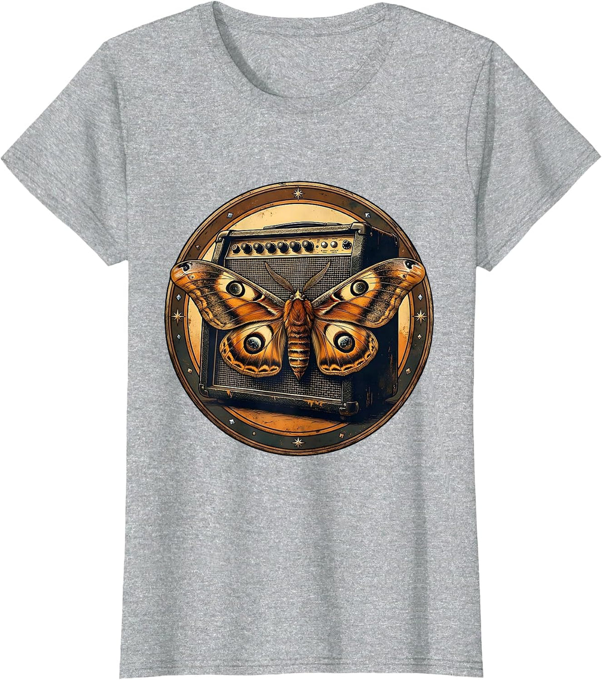 Moth to Amplifier 90s Rock Band Graphic T-Shirt - Heather Grey