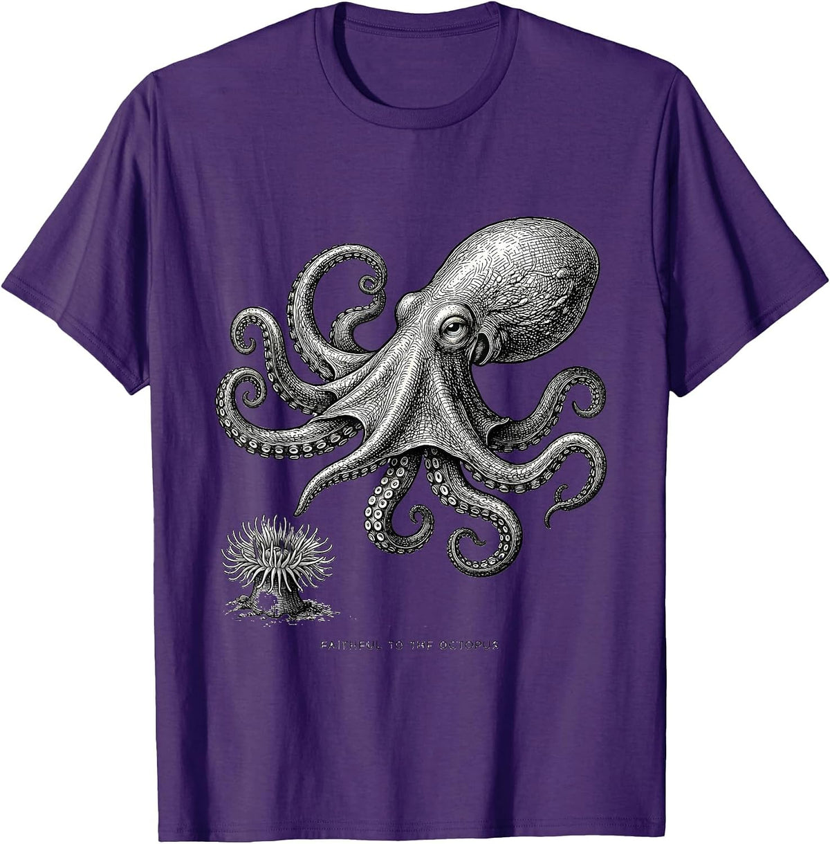 Faithful to the Octopus Monochromatic Octopus Lover Japanese T-Shirt - Purple