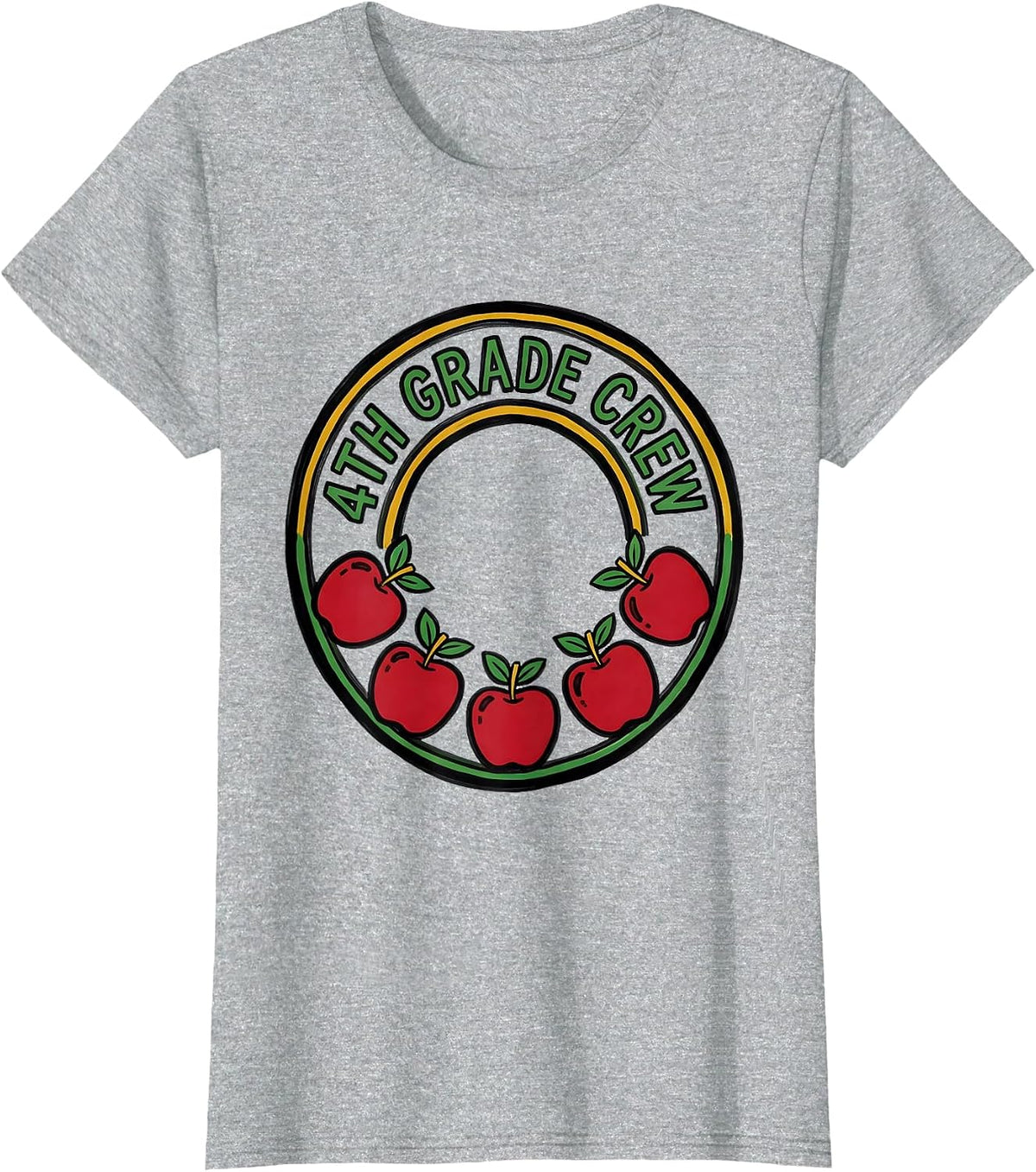 Women's 4th Grade Crew Funny Teacher Back To School Crew T-Shirt - Heather Grey