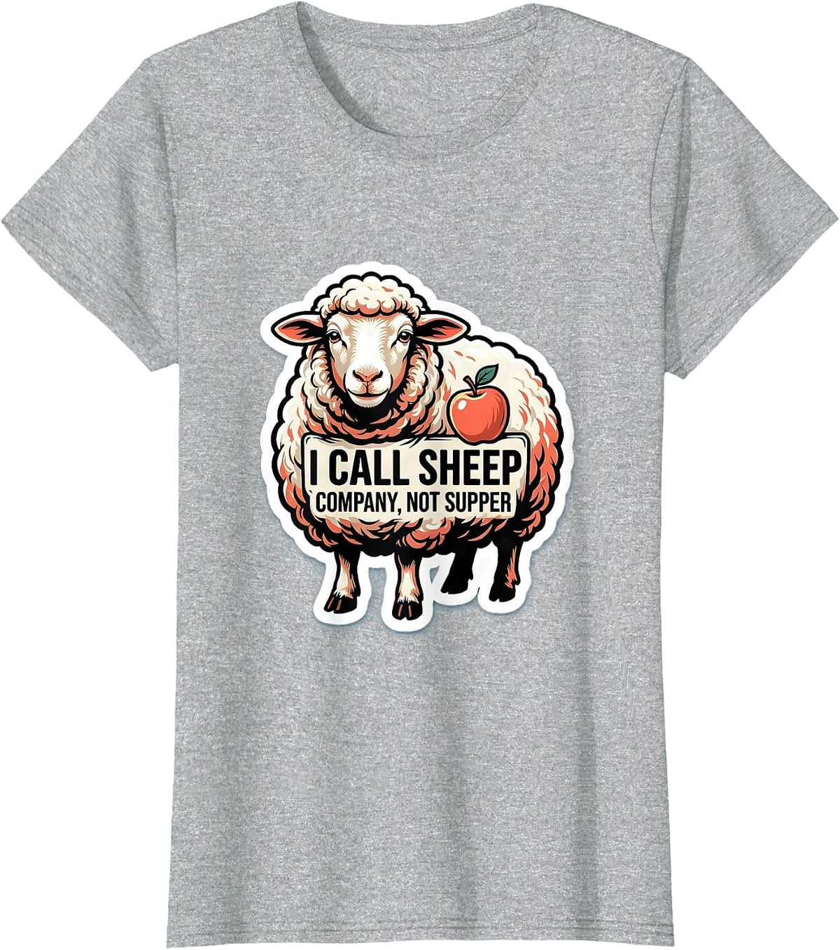 I Call Sheep Company, Not Supper Funny Vegan Plant-Based T-Shirt - Heather Grey
