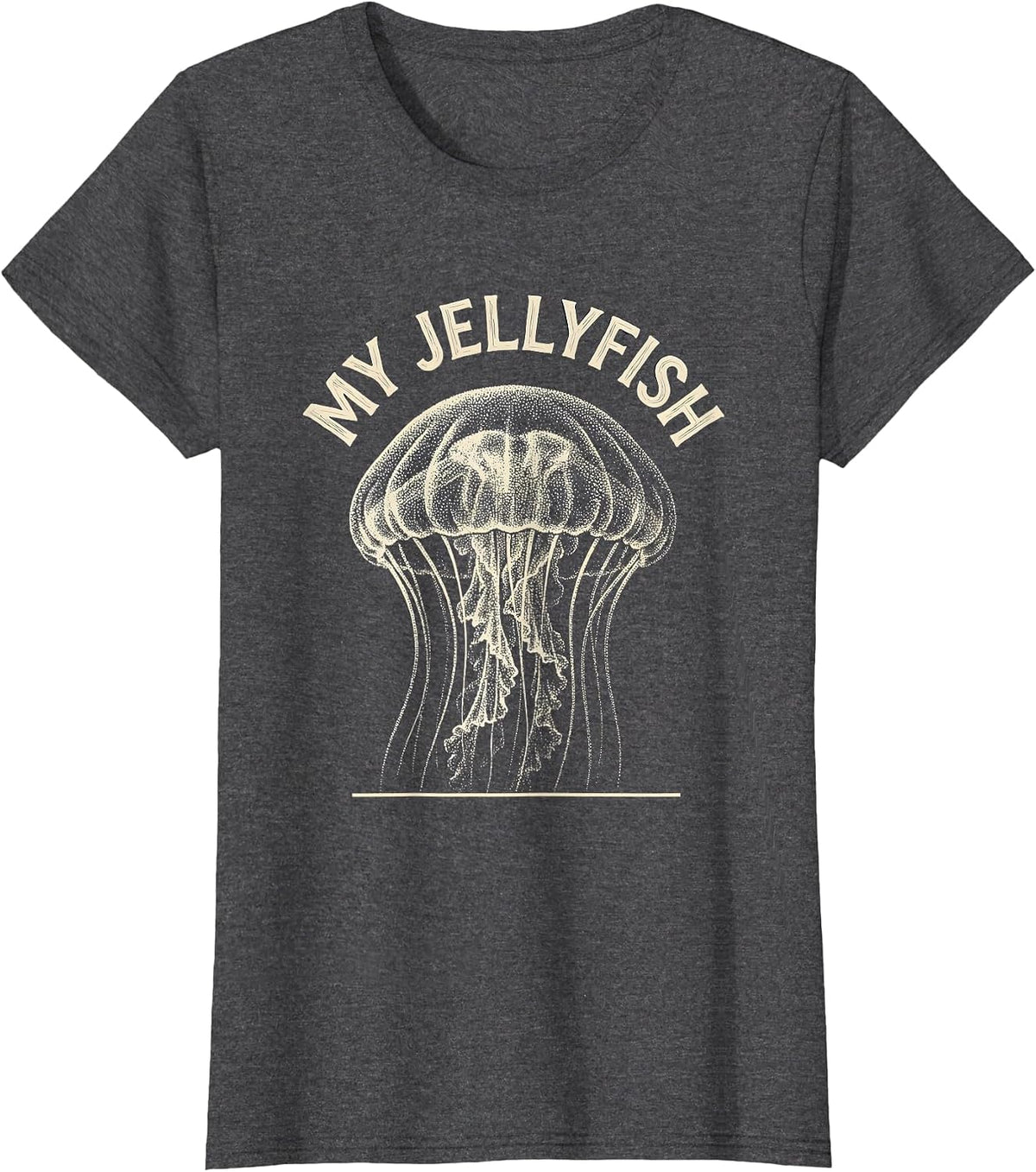 Women's My Jellyfish Naturalist Specimen Ocean Animal Lover Artwork T-Shirt - Dark Heather Grey