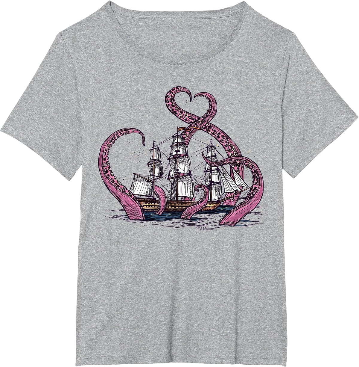 Cute Octopus Shirt Vintage Tshirt Sea Monster Kraken Cthulhu T-Shirt - Heather Grey