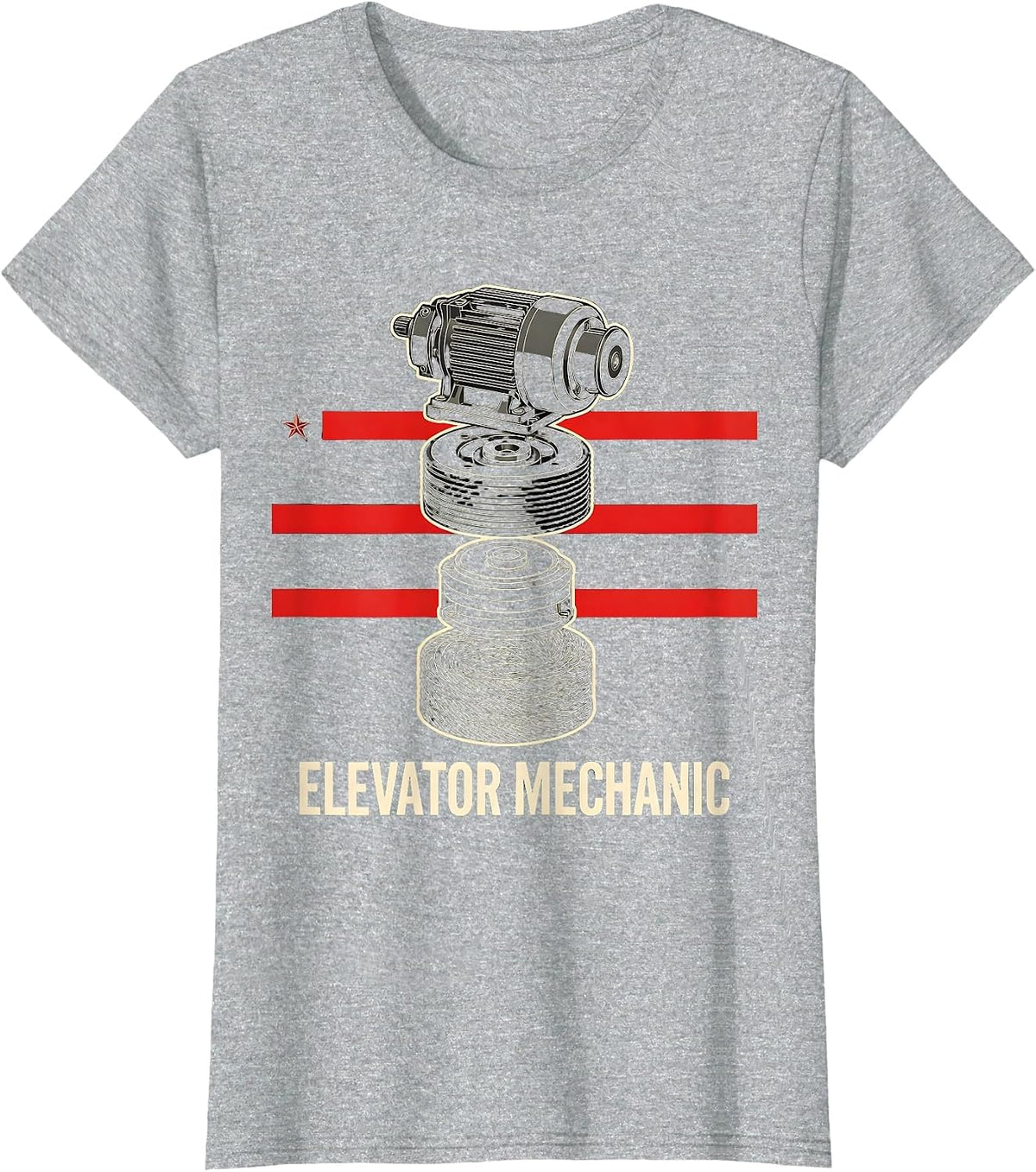 Elevator Mechanic American Flag Patriotic Oilfield Worker T-Shirt - Heather Grey