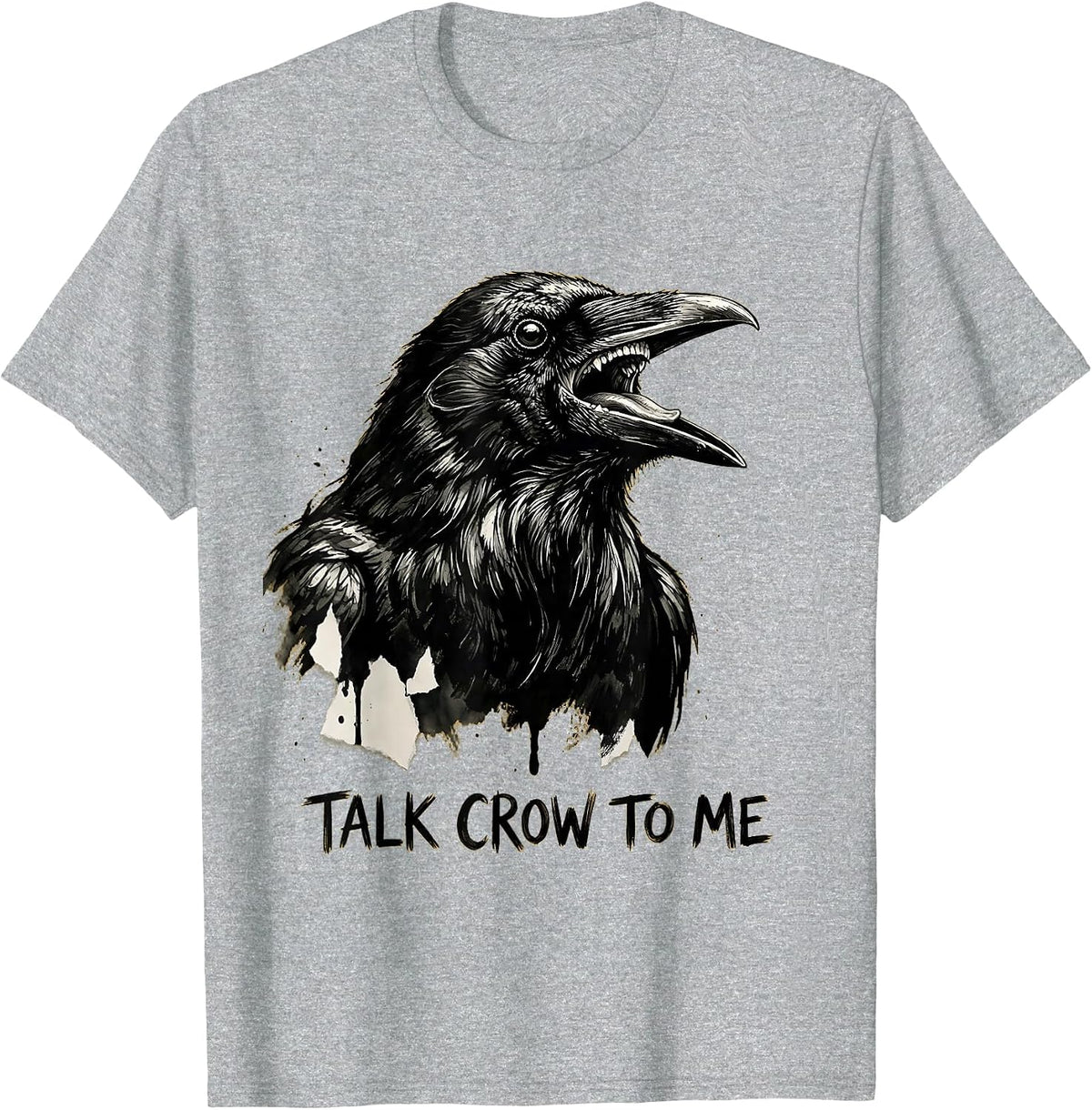 Men's Talk Crow To Me Funny Bird Lover Design T-Shirt - Heather Grey