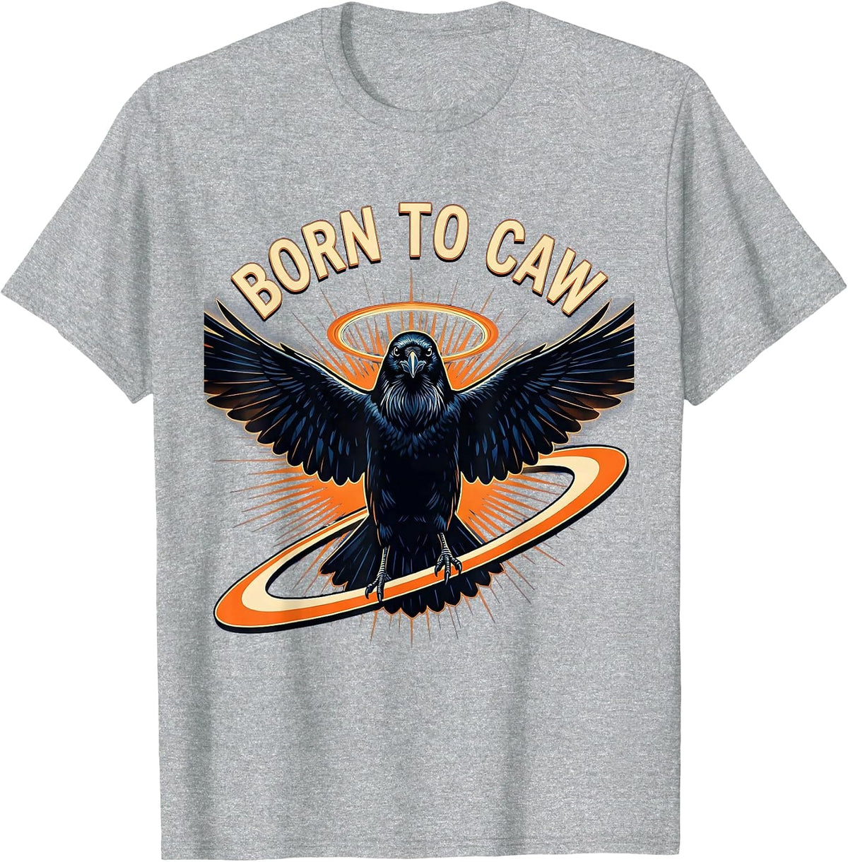 Men's Born to Caw Crow Bird Lover Design T-Shirt - Heather Grey