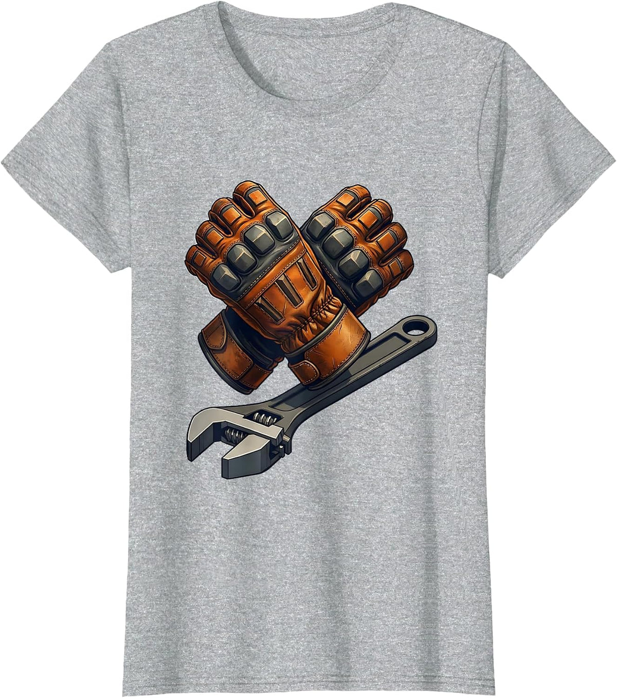 Women's Pit Crew Racing Gloves and Lug Wrench Graphic T-Shirt - Heather Grey