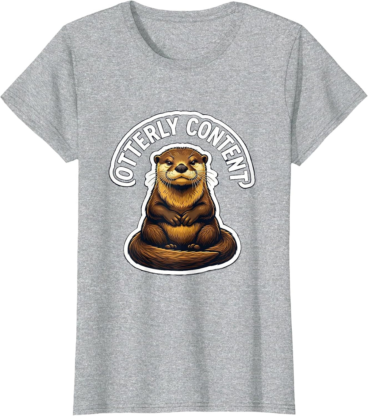 Women's Otterly Content Funny Otter Lover Gift For Kids Teens T-Shirt - Heather Grey