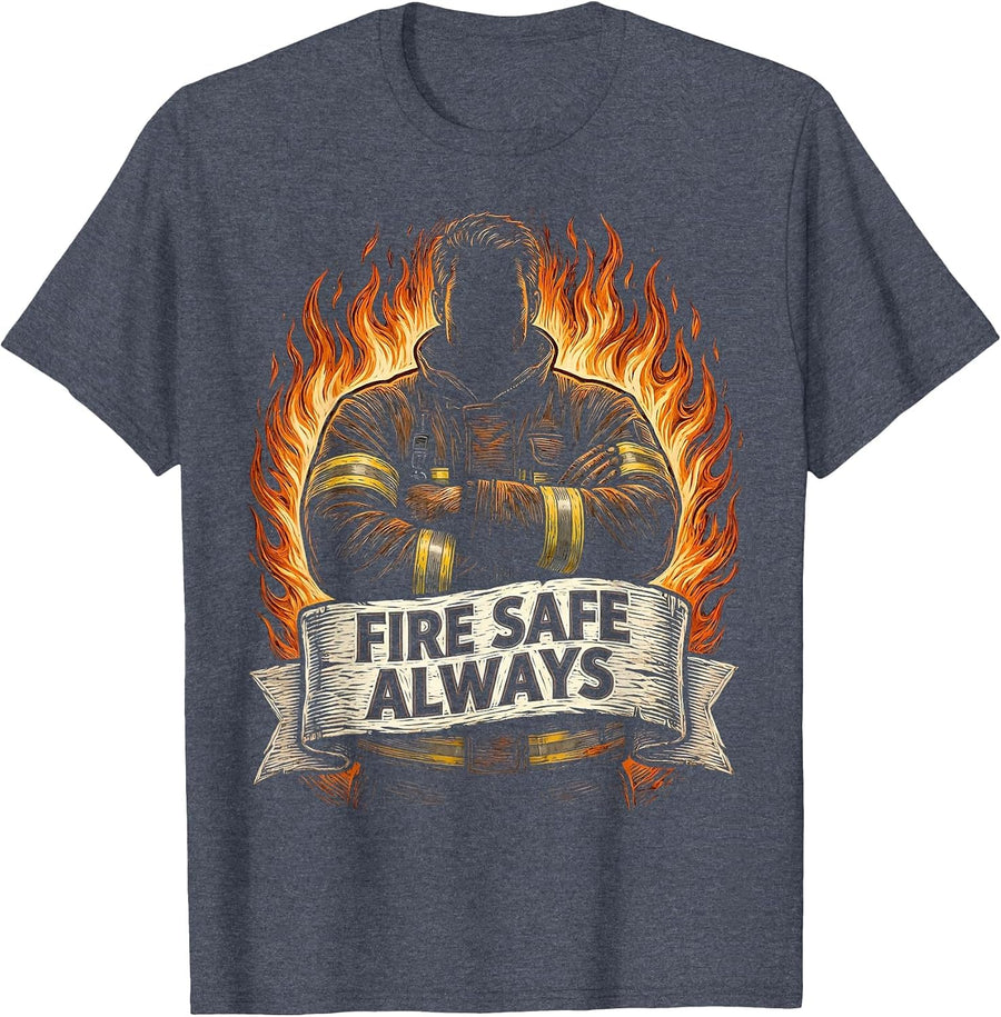 Fire Safe Always Fire Resistant Men's Design T-Shirt - Heather Blue